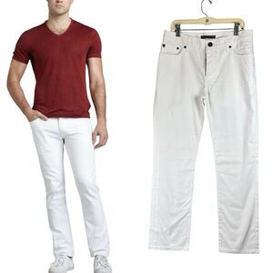 NWOT $298 John Varvatos Woodward Jeans In White Skull Rivet Button Fly Slim 29R